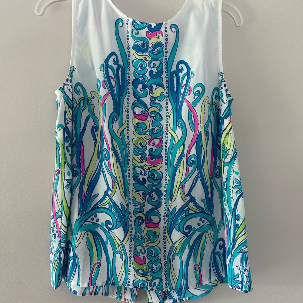 HTF Lilly Pulitzer in Iona Shell Love Story Silk Blouse size medium